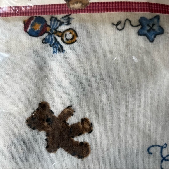 2 Vintage Receiving Baby Blankets Cotton USA 1980's Teddy Bear NOS 30X30 Kmart - Picture 4 of 9